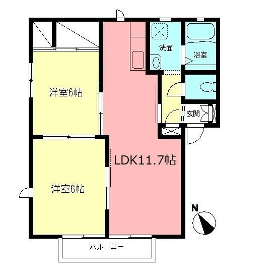 ルミエール蛍田Ｂ 201号室 間取り