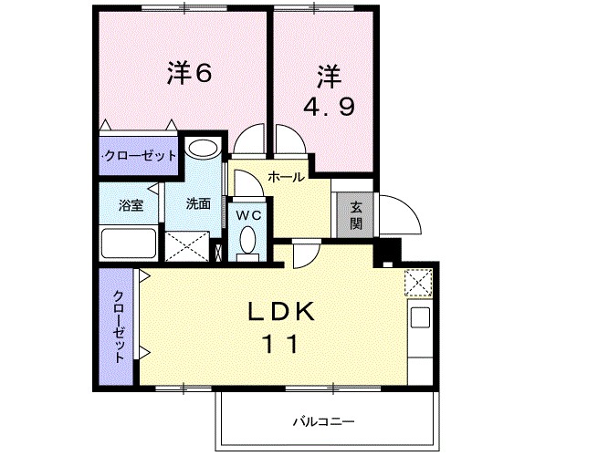 グランデュール 102号室 間取り