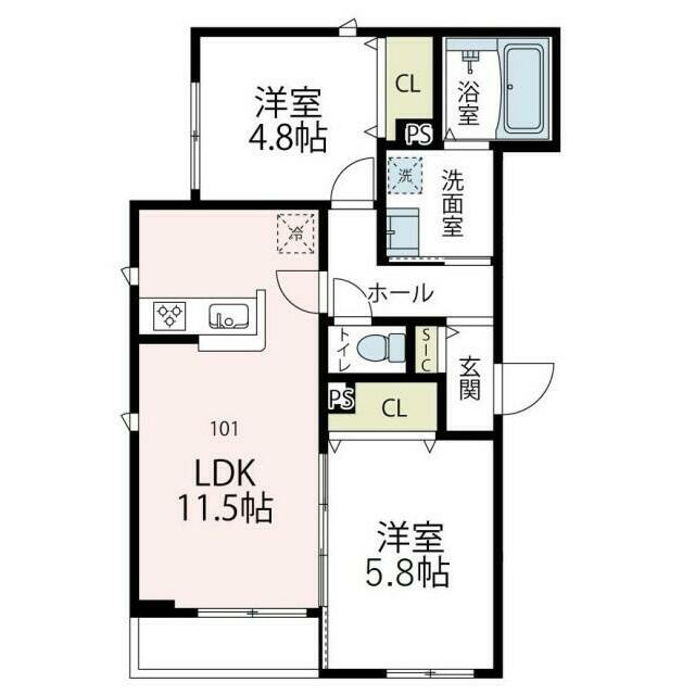 メゾンアイⅢ 101号室 間取り