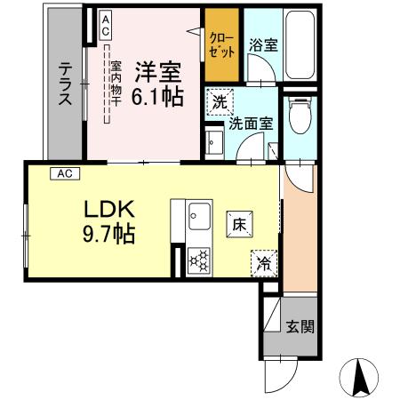 エスペリア栄町 102号室 間取り