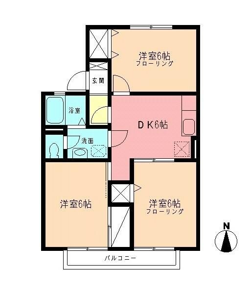 クレールシャトル 106号室 間取り