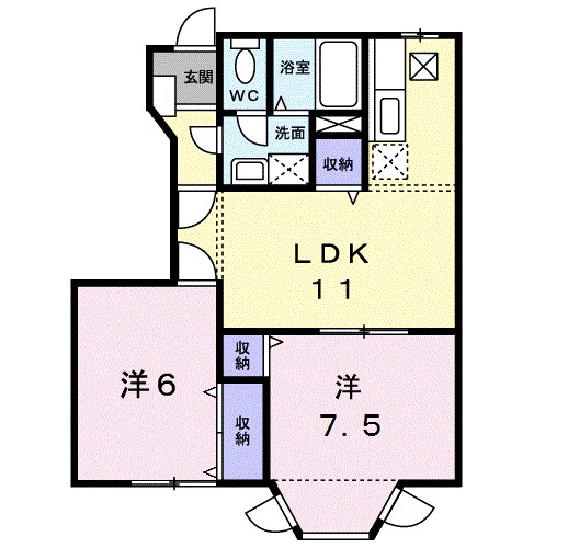 プレ リヴィエールⅡ 102号室 間取り