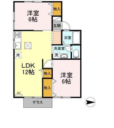 ビューラ東　Ⅱ 102号室 間取り