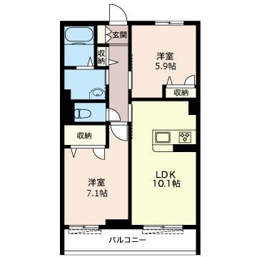 カーサ・アネーロ湘南 102号室 間取り
