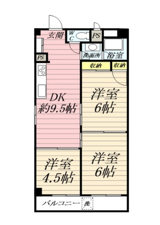大船コーポピアネーズ 601号室 間取り