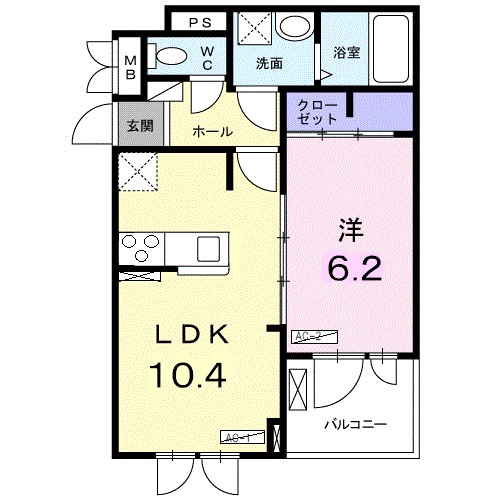 FloriaⅠ(フローリアⅠ) 203号室 間取り