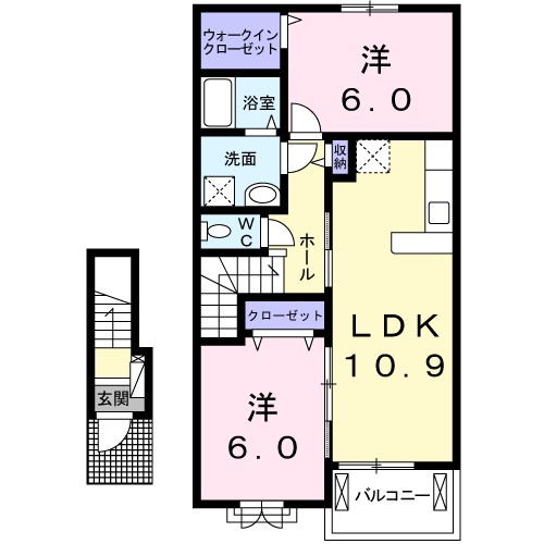 秋桜（コスモス） 204号室 間取り