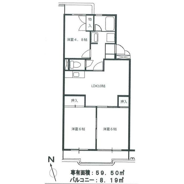 メルベーユ 206号室 間取り