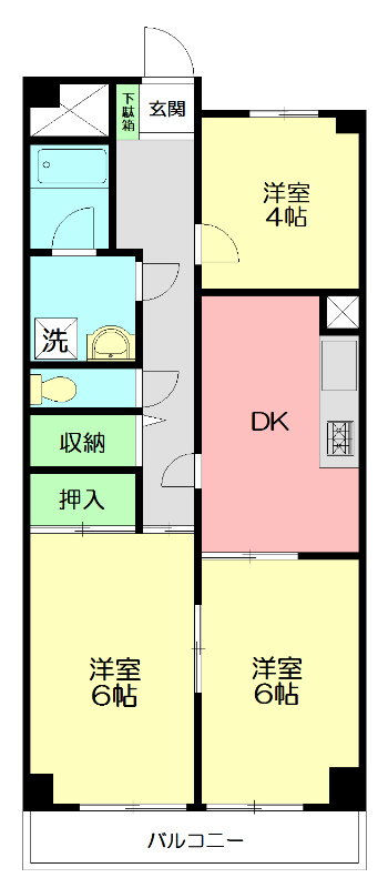 ペアコート伊勢原 206号室 間取り