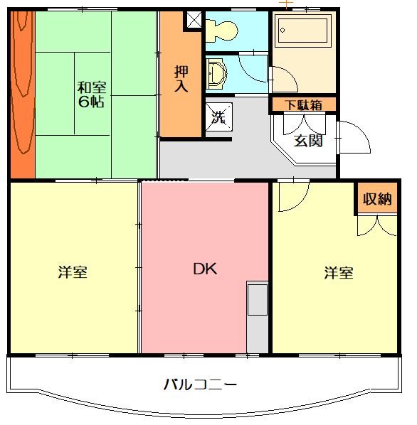 ヒルズ白根 201号室 間取り