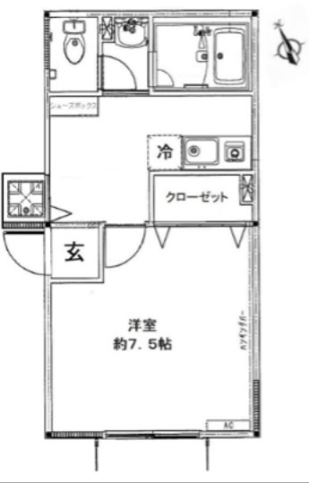 FLAT-K 1F号室 間取り