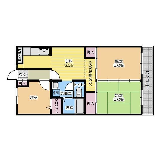第3サニーハイツヒライ 302号室 間取り