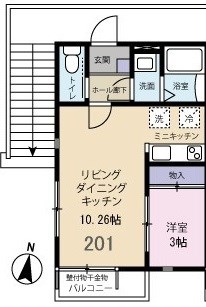 ジュネス(亀井野) 201号室 間取り