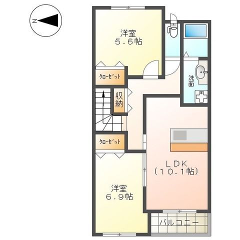Ｐｌｕｍｅｒｉａ（プルメリア） 202号室 間取り