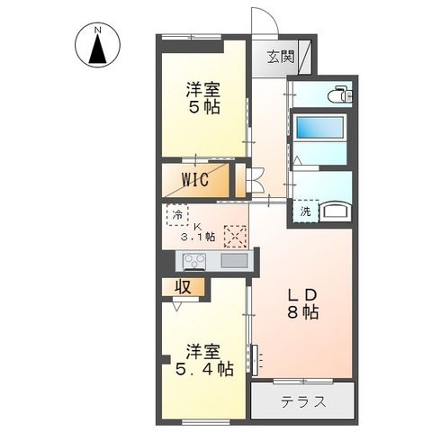 ルーモス 102号室 間取り