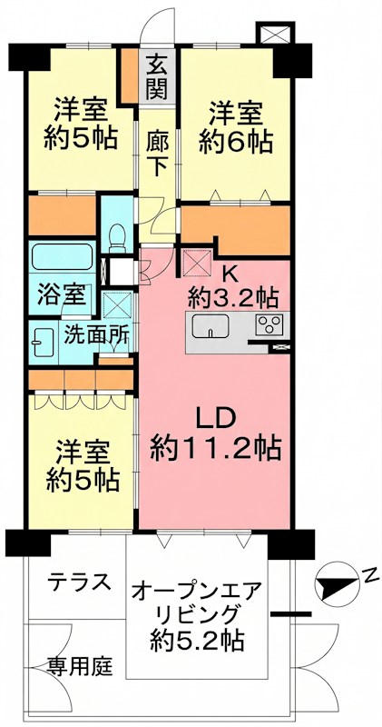 戸塚ブロッサムテラス 1F号室 間取り