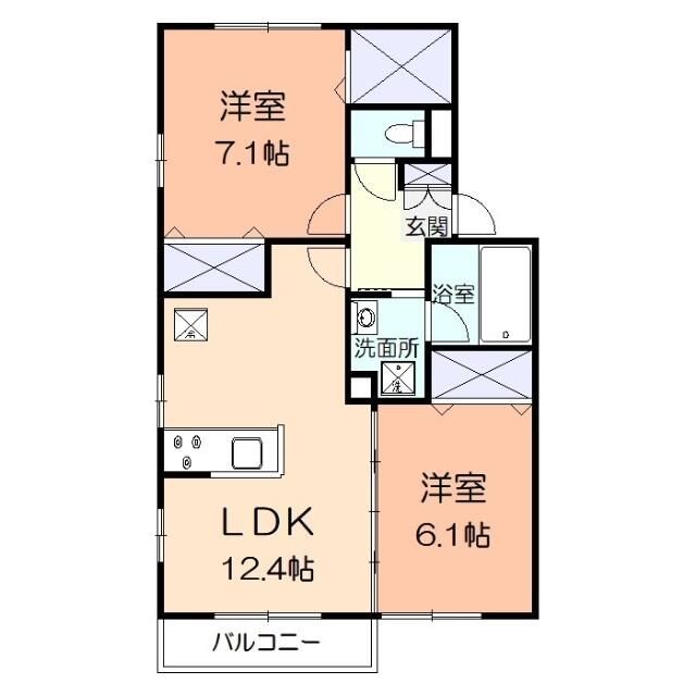 スイートピー 202号室 間取り