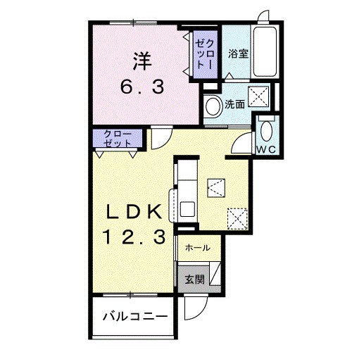 ル・アーブル 103号室 間取り