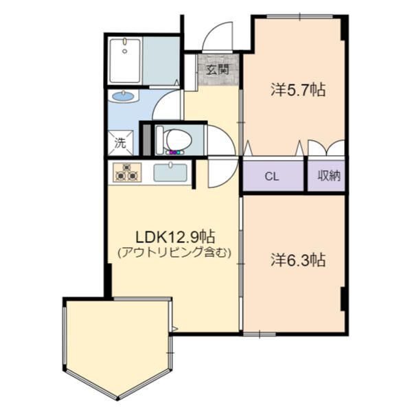 アネーロ上粕屋 302号室 間取り