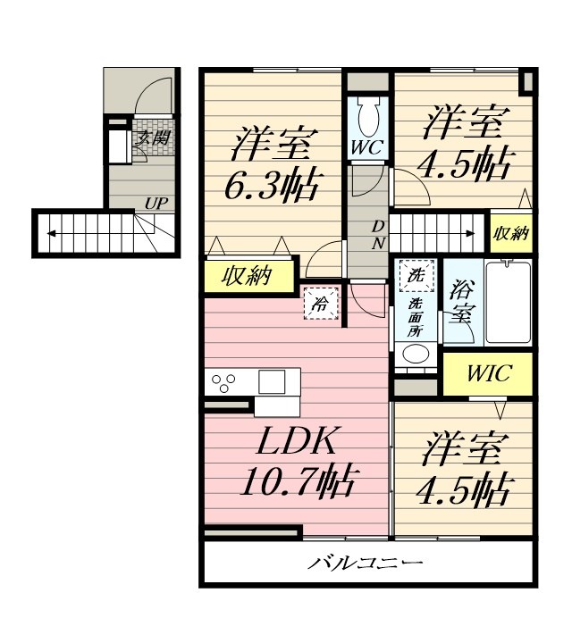 アジュールs 202号室 間取り