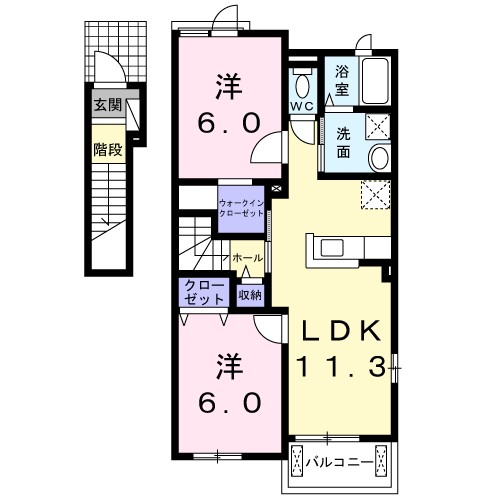 グリシーヌガーデンB 201号室 間取り