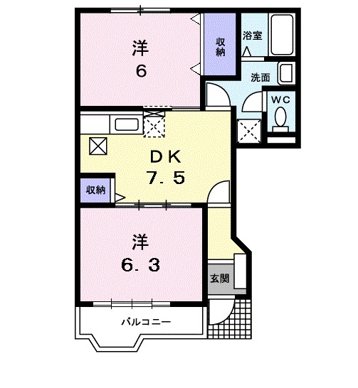 コスモスA 102号室 間取り