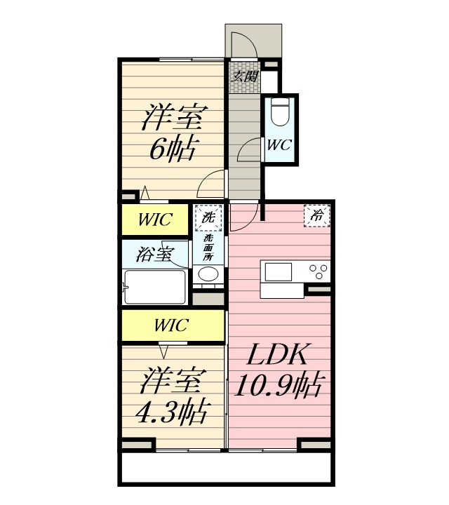 アジュールu 101号室 間取り
