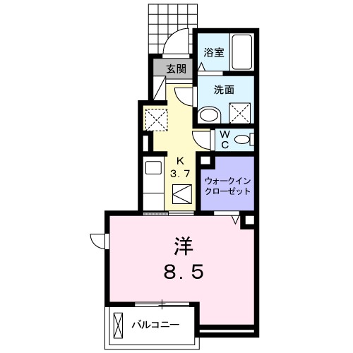プラナス湘南　Ｂ 104号室 間取り