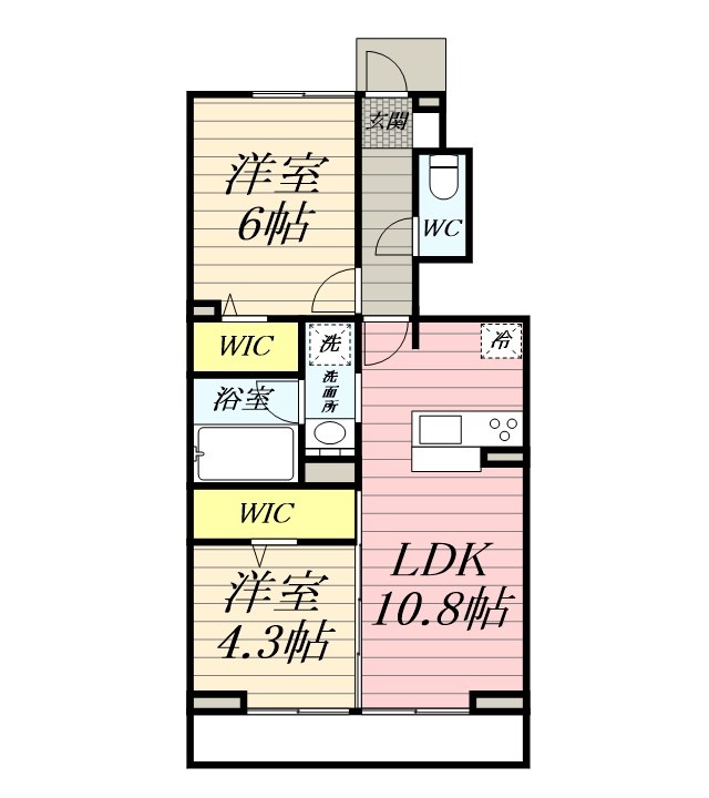 アジュールu 102号室 間取り