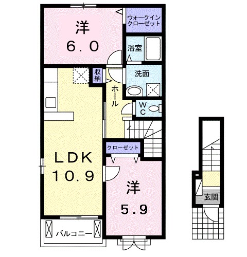 プラシード 201号室 間取り