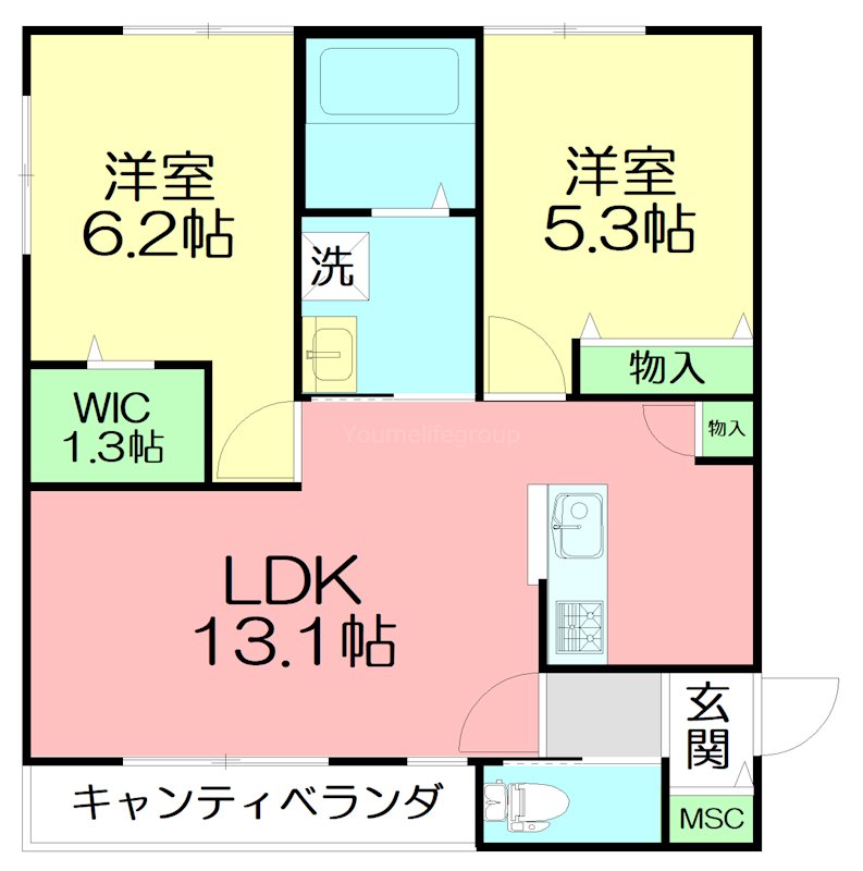 M one 201号室 間取り