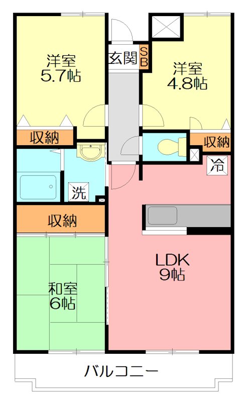 トレジャーズ湘南2号棟 302号室 間取り