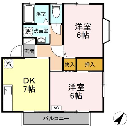 ハイツいのまた 201号室 間取り