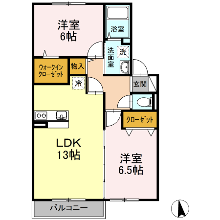 ｓｏｕｔｈ ｗｉｎｄ 202号室 間取り