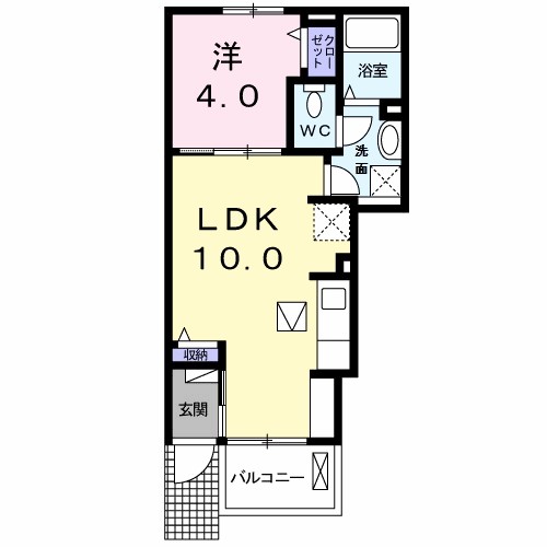 シャン・ド・ポワール 103号室 間取り