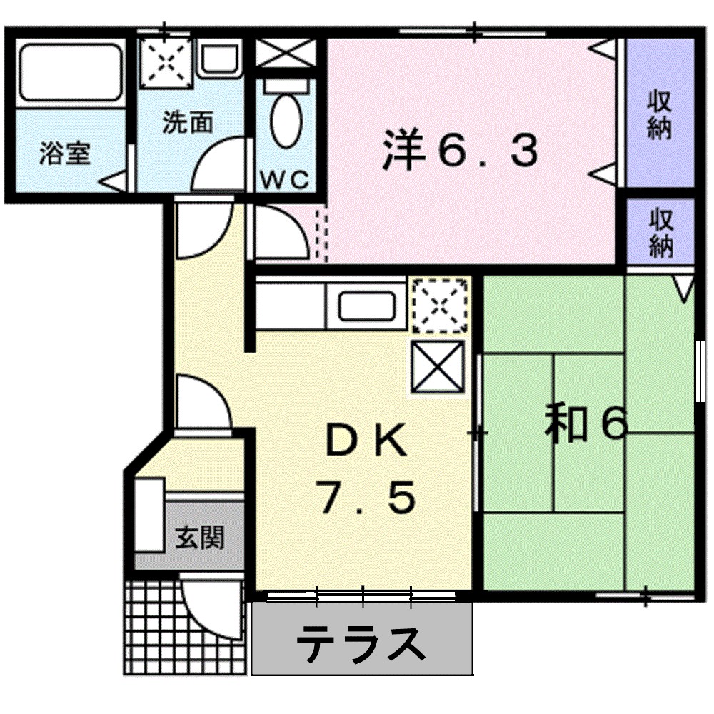 フローフリー 102号室 間取り