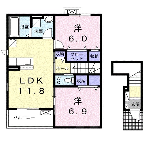 サルーテ 201号室 間取り