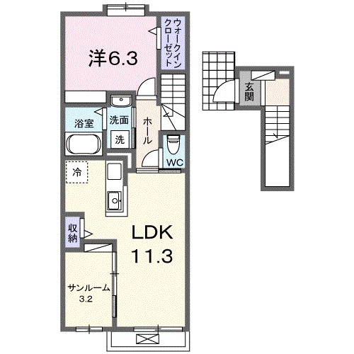 Ｒｉｏｂｏｃａ 202号室 間取り