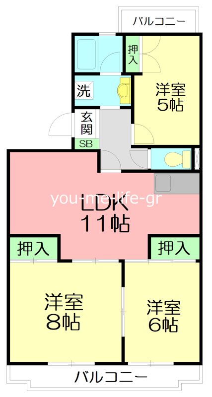 サンパレス湘南Ⅲ 101号室 間取り