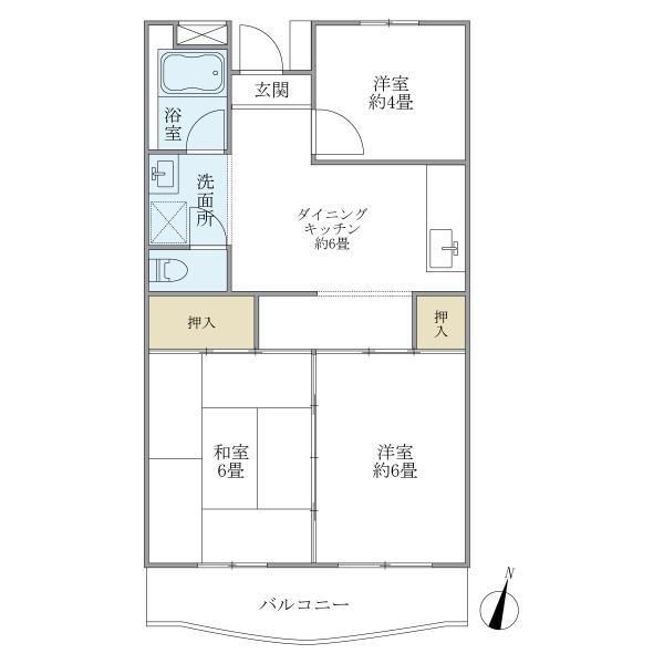 若尾山ハイツ 202号室 間取り