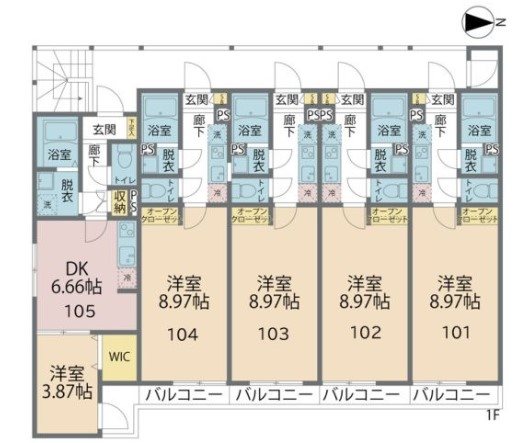 カインドネス愛甲石田Ｅａｓｔ 102号室 間取り