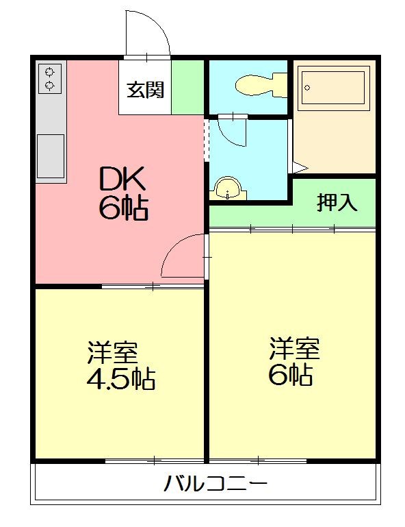 ハイツガーネット 202号室 間取り