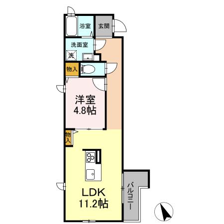 レ・パステック湘南平塚 105号室 間取り