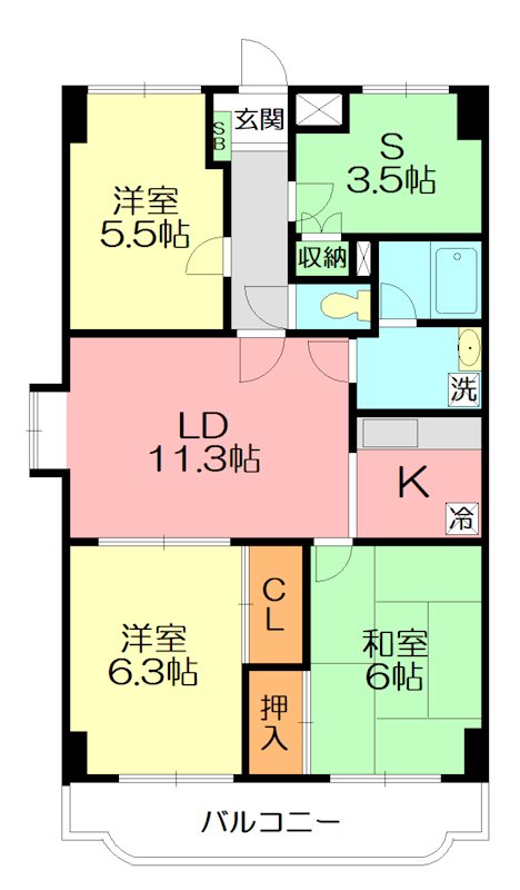 サニーヴィラ金子 604号室 間取り