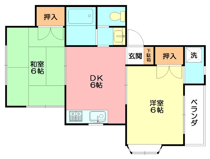 メゾン城南　Ｃ棟 102号室 間取り