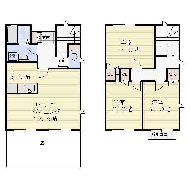 テラスパークビューなか 102号室 間取り
