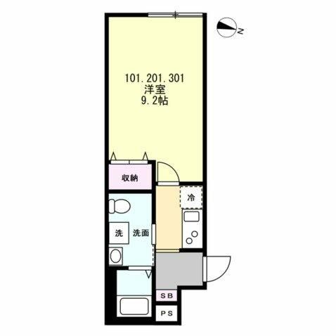 ベイルーム湘南平塚 301号室 間取り