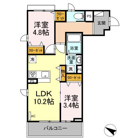 AROMAⅢ 201号室 間取り