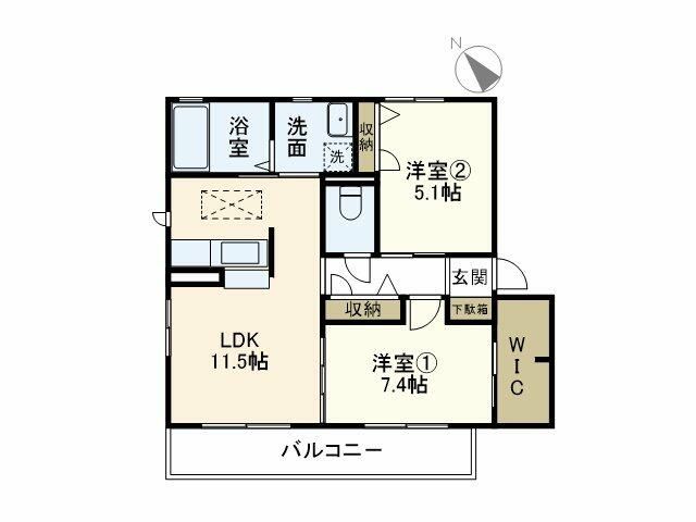 メゾンファミリア 202号室 間取り