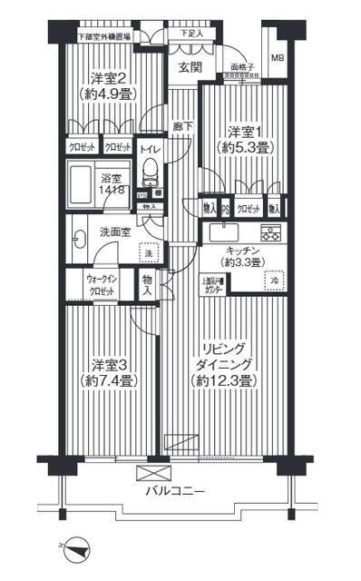 シエールグラン洋光台南公園 505号室 間取り
